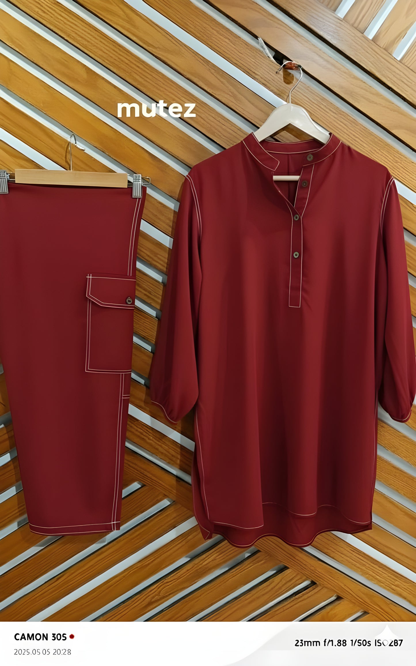 2 piece khaddar with thread design